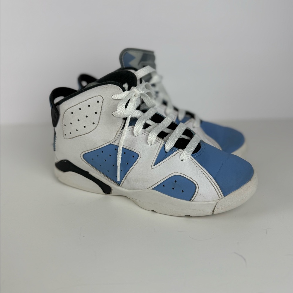 Jordan 7 Retro Blue White Black Kids Sneakers Size 2Y